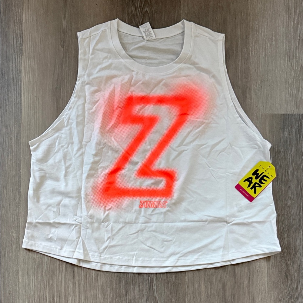 Zumba Fitness White and Neon Red Tank Top
